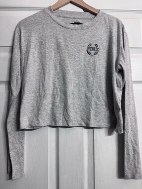 PINK Victoria's Secret Heather Gray Long Sleeve Crop Tee